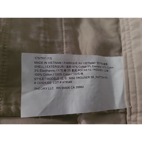 Theory Khaki Tan Mini Skirt Pockets Size 12 Preppy Minimalist - Picture 8 of 8